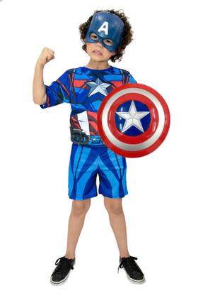 Imagem de Fantasia Capitão America Com Escudo E Máscara Infantil Heroi