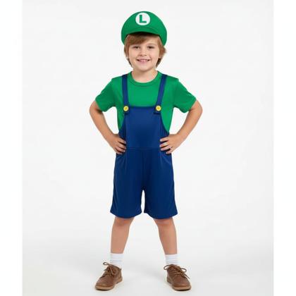 Imagem de Fantasia Roupa Infantil Super Luigi Luidi Com Máscara