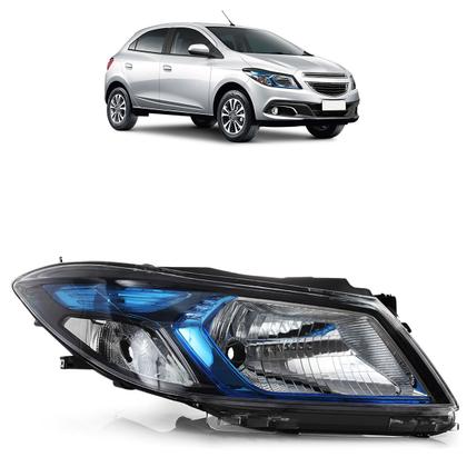 Imagem de Farol Dianteiro Onix Prisma Lt Ltz Joy 2013 A 2019 Máscara NegraMoldura Azul