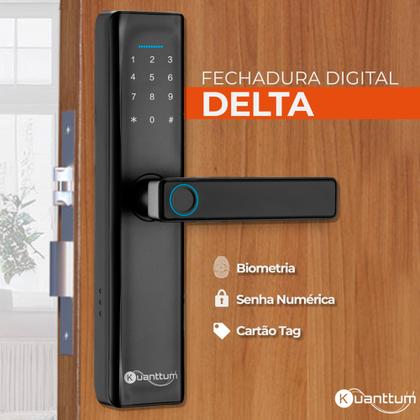 Imagem de Fechadura Digital Eletronica Com Biometria Kuanttum Delta Senha + Cartão