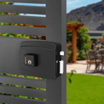 Imagem de Fechadura Elétrica 80mm Abre Para Fora Preto Fosco - Stam