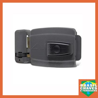 Imagem de Fechadura Eletrica AGL  MINI com Botão 12V 6908 Cinza Cil.40mm