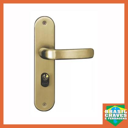 Imagem de Fechadura para porta de Entrada Externa STILO 469 Bronze Latonado 40mm MGM Maçaneta Alavanca