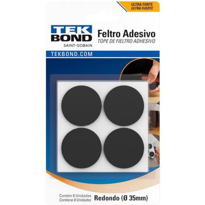 Imagem de Feltro Adesivo Redondo ANTI-IMPACTO e Segurança 35MM PT BL C/ 08