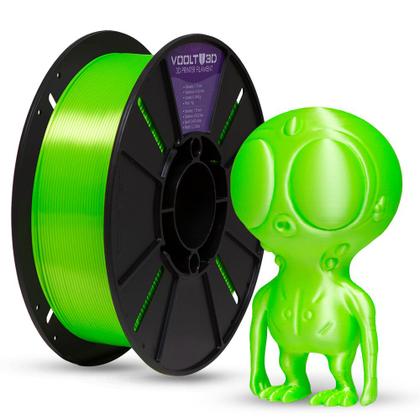 Imagem de Filamento PLA Verde Neon V-Silk Premium 1Kg, 1,75mm, Para Impressora 3D - Voolt3D Oficial