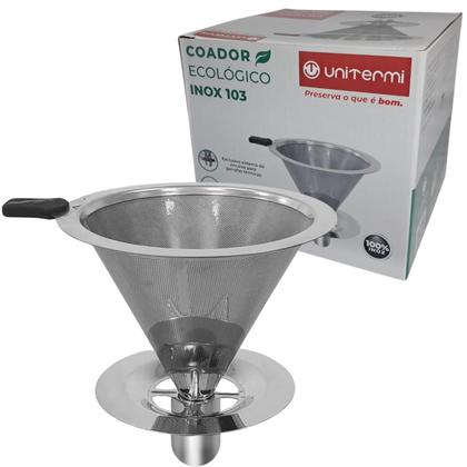 Imagem de Filtro Coador De Café Aço Inox Tamanho 103 Reutilizável Sem Usar Papel Unitermi