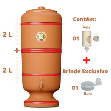 Imagem de Filtro de Barro para água Tradicional 2 Litros com 1 Vela e 1 Boia - São Pedro