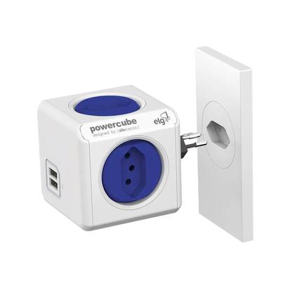 Imagem de Filtro de Linha 4 Tomadas Cubo + 2 USB 2.4A Bivolt PowerCube PWC-R4U ELG Adaptador Multiplo