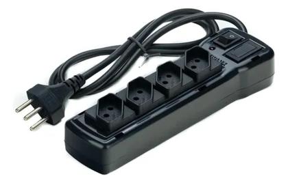 Imagem de Filtro De Linha 4 Tomadas Diagonais Em Abs 127/220 Cor Preto 127v/220v