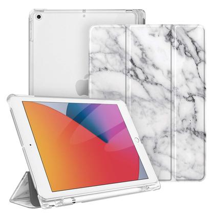 Imagem de Fintie Case com Suporte a Lápis para iPad 8ª Geração (2020) / 7ª Geração (2019) 10,2 Polegadas - Slim Shell Hard Case com Tampa Translúcida Fosco Para Trás, Suporta Auto Wake/Sleep, Mármore Branco