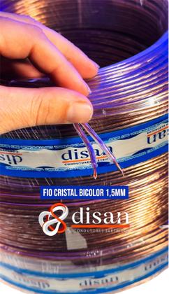 Imagem de Fio bicolor Paralelo cristal 1,5mm 50mts Disan Som automotivo