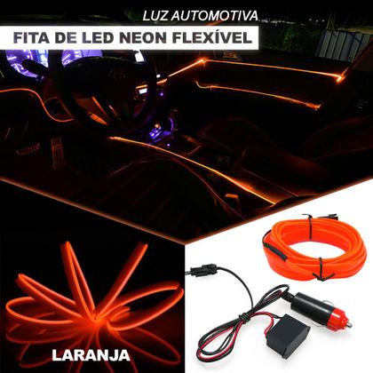 Imagem de Fita Barra Led P/ Painel Laranja Âmbar Jeep Renegade 2015 2016 2017 2018 2019 2020 5m Flexível Top