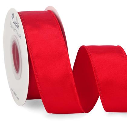 Imagem de Fita decorativa Rolo de cetim vermelho com fio de 3,8 cm e 18,3 mm
