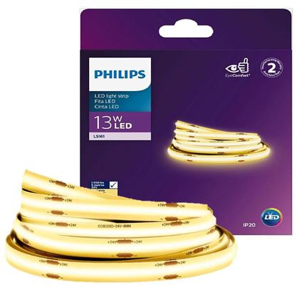Imagem de Fita Led Philips COB 5 Metros 13w 24v Luz Quente 3000k 1050lm/m