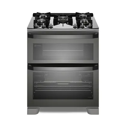 Imagem de Fogão 5 bocas Electrolux Cinza Expert Função Air Fryer, 2 Fornos, Grill e Timer (FE5AD)