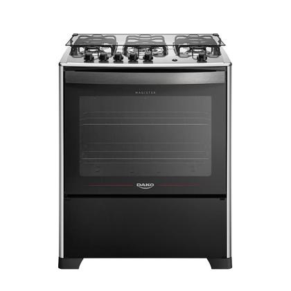 Imagem de Fogão 5 Bocas Preto com Mesa Inox Dako Magister Grill Bivolt