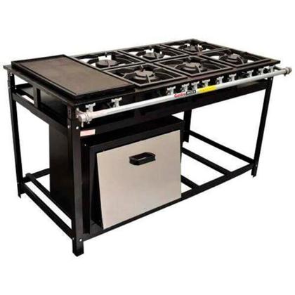 Imagem de Fogão Industrial 6 Bocas Com Chapa e Forno Tampa Inox 55L Gastromixx