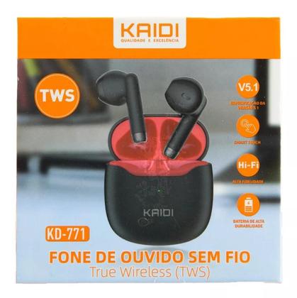 Imagem de Fone De Ouvido Sem Fio Tws Bluetooth 5.1 Original Kaidi KD-771 preto