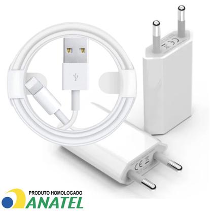 Imagem de Fonte Carregador 5W USB e cabo lightning compatível para iPhone 6 7 8 11 12 13 14 XS X XR