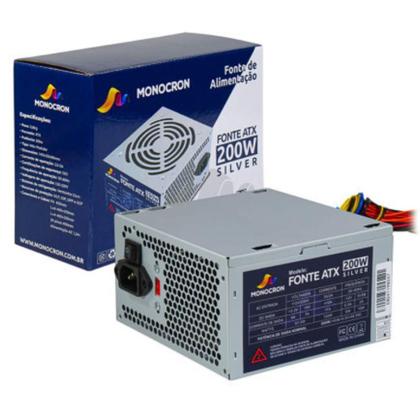 Imagem de Fonte Office Silver 200W Monocron ATX Bivolt 110-220 Operação  Silenciosa Com 5 Conectores Tipo Não Modular