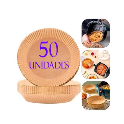 Imagem de Forma Descartável Papel Universal Air Fryer 50 Unid Redondo Forno Micro-ondas 036