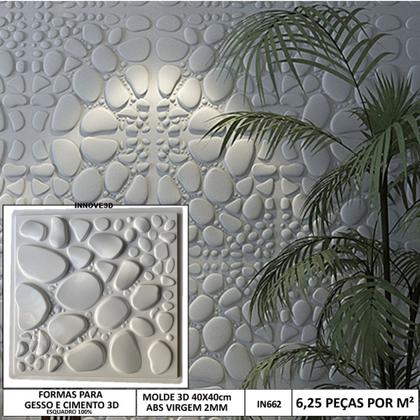 Imagem de Forma Gesso 3d Pedra Seixo 40x40cm Abs 2mm Molde Para Gesso/cimento/concreto IN662