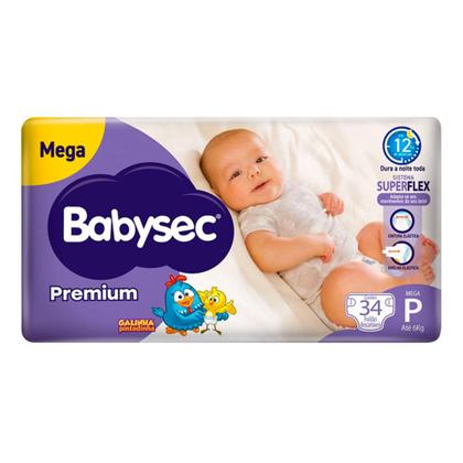 Imagem de Fralda Babysec Premium Tamanho P com 34 Fraldas Descartáveis