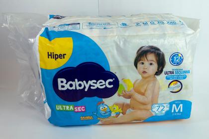 Imagem de Fralda BabySec Ultrasec Hiper Tam M 5 a 9,5kg com 72 Unidades.