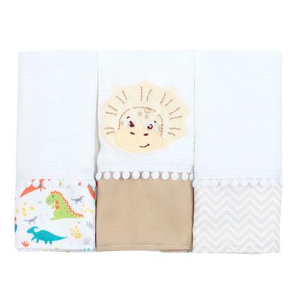 Imagem de Fralda de Boca Dino Bege 3 Peças