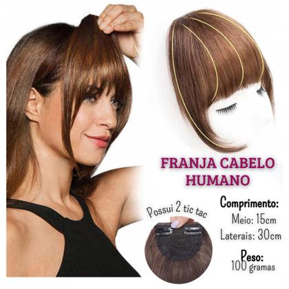 Imagem de Franja Aplique Tic Tac CABELO HUMANO Natural - Castanho