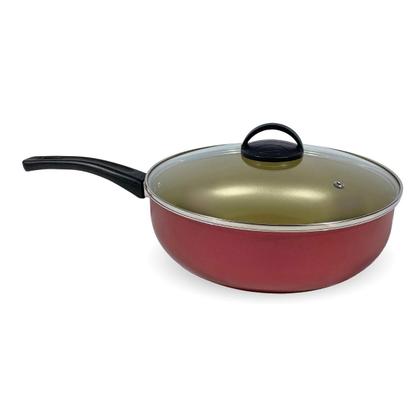 Imagem de FRIGIDEIRA ALTA FUNDA WOK ANTIADERENTE Nº 26 CEREJA C/ BEGE ALUMÍNIOS PORTELA