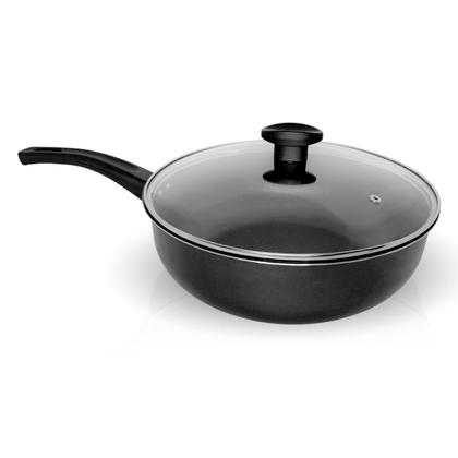 Imagem de FRIGIDEIRA ALTA FUNDA WOK ANTIADERENTE Nº 30 PRETO TAMPA DE VIDRO