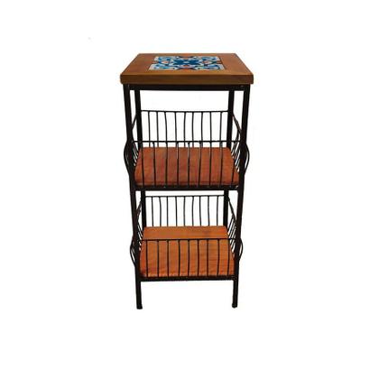 Imagem de Fruteira de Ferro e Madeira com Ladrilho Hidráulico 2 Andares Artesanais para sua Cozinha