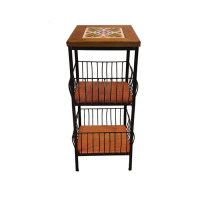 Imagem de Fruteira de Ferro e Madeira com Ladrilho Hidráulico 2 Andares Artesanais para sua Cozinha