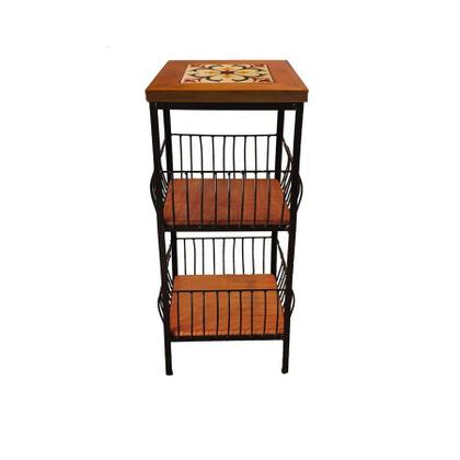 Imagem de Fruteira de Ferro e Madeira com Ladrilho Hidráulico 2 Andares Artesanais para sua Cozinha