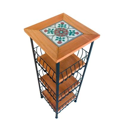 Imagem de Fruteira de Madeira Rústica 3 Andares com Ladrilho Organizador Decorativo