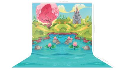 Imagem de Fundo Fotografico em Tecido Lago Encantado Castelo -150x170cm