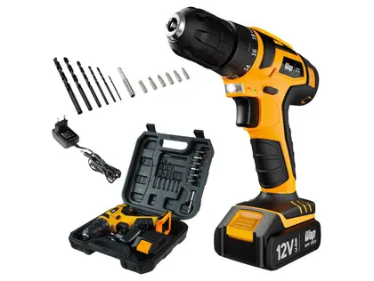 Imagem de Furadeira e Parafusadeira Wap a Bateria 12V com Maleta 13 Peças BPF 12K3