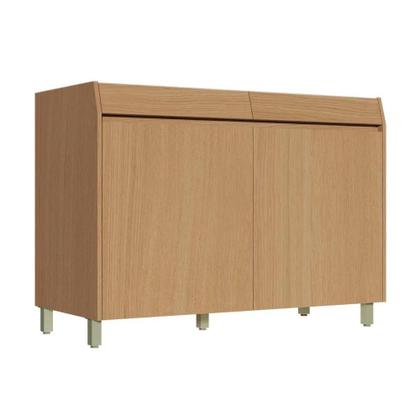 Imagem de Gabinete de Cozinha Modulado Balcão Simone Mendes p/ Pia s/ Tampo c/ 2 Portas e 2 Gavetas 120cm Carvalho/Cinza - Nesher