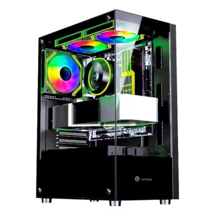 Imagem de Gabinete Gamer Hayom GB1792, Mid Tower, ATX, Lateral e frontal em Vidro Temperado, com Cooler Fan, Preto - GB1792