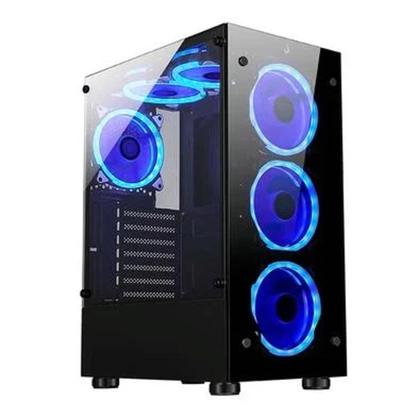 Imagem de Gabinete Gamer Rise Glass 06X, Mid Tower, ATX, Lateral Vidro Fumê e Frontal Vidro Temperad, Preto