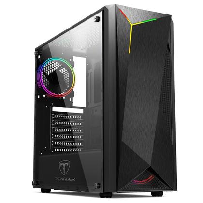 Imagem de Gabinete Gamer T-Dagger RGB, Mid Tower, Lateral em Acrílico, Preto - TGC-G28B