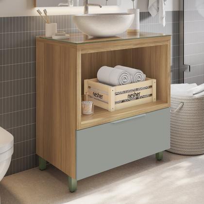 Imagem de Gabinete para Banheiro 80cm Com Caixa Organizadora Marquesa