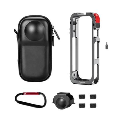 Imagem de Gaiola De Alumínio Insta360 X5 Com Tampa De Lente De Silicone Acessórios Protetores Anti-queda Para