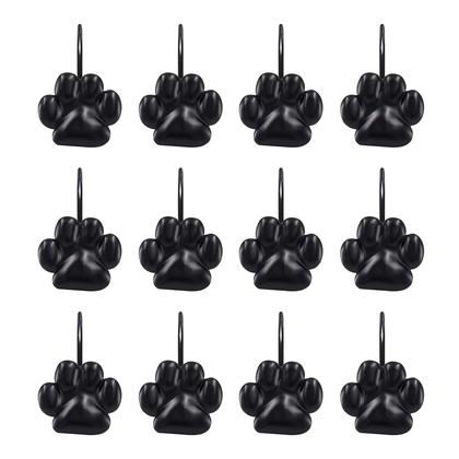 Imagem de Ganchos de cortina de chuveiro Sunlit Fashion Design Paw Print Black