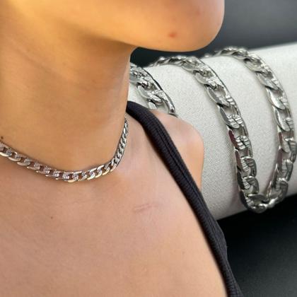 Imagem de Gargantilha Choker Colar Prata Aço Inox Vários modelos