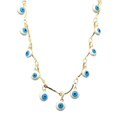 Imagem de Gargantilha Folheada A Ouro Choker Olho Grego 40Cm Semijoias