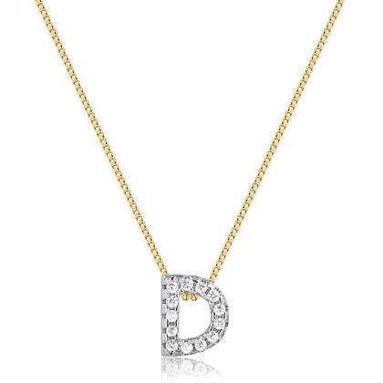 Imagem de Gargantilha Letra D Com Pedras De Zircônia Folheado A Ouro