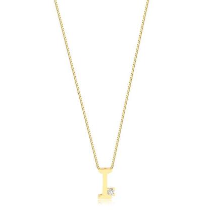 Imagem de Gargantilha Letra I Com Ponto De Luz Folheado A Ouro