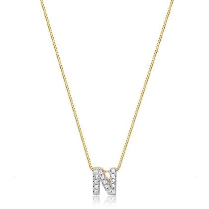 Imagem de Gargantilha Letra N Com Pedras De Zircônia Folheado A Ouro